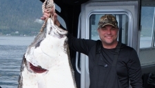 Winemaker Brian Fleury and his 180lb Halibut